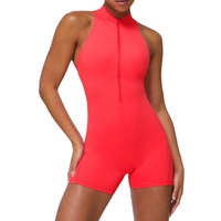 Combinaison de Sport Ajustée à Fermeture Éclair Personnalisée Haute Qualité, Combinaison de Yoga Effet Push-Up Pêche Haute Qualité, Combinaison Femme