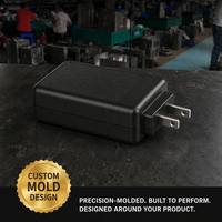Boîtier d'adaptateur secteur en plastique noir moulé sur mesure avec surface texturée à broches métalliques, ensemble de composants électroniques injectés
