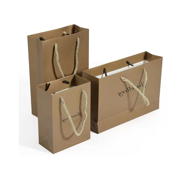 Paper Gift Shopping Coffee Brown or White Paper Bag for Food Packaging with Handle Paper Bag