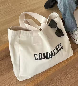 Sac fourre-tout en toile écologique surdimensionné avec poignée plus large Broderie de logo personnalisé réutilisable de grande capacité pour les promotions - Product Image 4