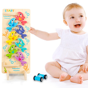 Nuovo Giocattolo Educativo in Legno per Bambini, Gioco con Pesci e Palline Rotolanti, Pista <span class=keywords><strong>Arcobaleno</strong></span> con Veicoli a Doppio Lato - Product Image 3