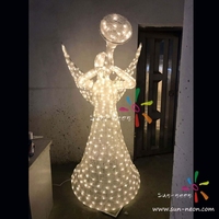 Luz Decorativa Navideña de Ángel con Marco de Hierro 3D de Alta Calidad, Compatible con CA 85-265V, Longitud de 2 Metros