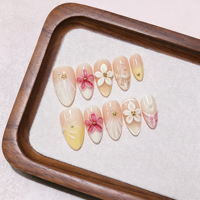 Ongles en acrylique à presser - Kit de luxe d'ongles artificiels en gel réutilisables, forme amande ou cercueil, qualité salon, à coller, pour femmes