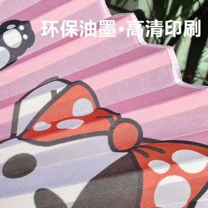 Kuchi Pink Cartoon Folding Fan Bamboo Craft Portable Fan For Women Dance Children - Product Image 2