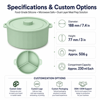 Couvercle de cuisson vapeur en silicone de qualité alimentaire, écologique, à double couche et compartimentée, pour une préparation de repas saine