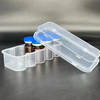 Boîte d'emballage protectrice transparente en PP de 5 ml, étui en plastique transparent pour flacon, bouteille d'échantillon de liquide bio-essence, vente en gros, étui pour poudre lyophilisée