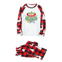 Pyjamas de Noël personnalisés en polyester 100% écologique à manches longues, motif écossais blanc et rouge, ensemble assorti pour la famille, logo personnalisé