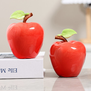 Adorno Decorativo de Cerámica con Forma de Manzana, 2 Piezas, Decoración de Mesa para el Hogar, Estilo Contemporáneo, Regalo de Inauguración de Casa - Product Image 5