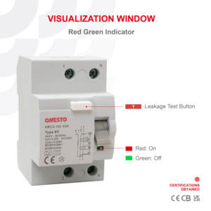 ONESTO Disjoncteur RCD sur rail DIN 25A 40A 63A <span class=keywords><strong>Type</strong></span> <span class=keywords><strong>a</strong></span> RCD 240V 415V Dispositif à courant résiduel 6mA <span class=keywords><strong>30mA</strong></span> Disjoncteurs RCD - Product Image 5