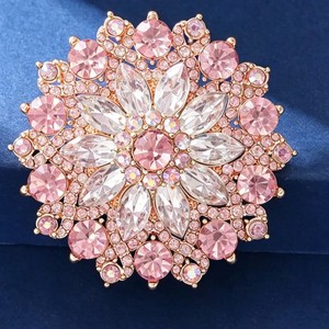 Broche de aleación chapado en oro con diseño de girasol y diamantes de imitación coloridos, joyería de lujo para mujer, regalo de compromiso o boda - Product Image 4