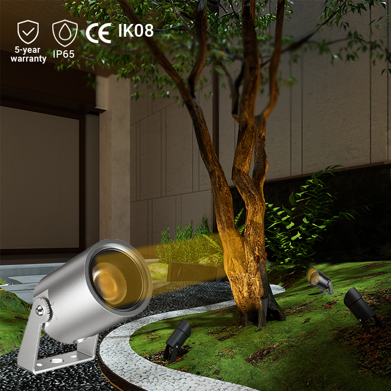 Outdoor Landscape Lighting 8W Long-lasting LED Spotlights IP66 Waterproof Rainproof Tree Lawn Dimmable LED Round Spotlights