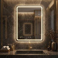 Miroir de salle de bain rectangulaire sans cadre à LED rétroéclairé, anti-buée, tactile, mural, éclairé, miroir de vanité moderne, décoration de salle de bain pour la maison