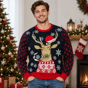OEM Custom Ugly Christmas Sweater, Jacquard Knit <strong>Xmas</strong> <strong>Jumper</strong>, Holiday Pullover Knitwear Manufacturer Wholesale - Product Image 4