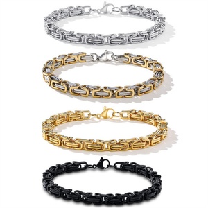 Custom Gold Plated Stainless Steel <b>Men</b> Bracelet Byzantine Chain Bracelets - Product Image 2