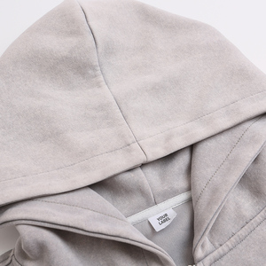 Heavyweight Crop Streetwear 400 GSM Dropped Shoulders OEM Custom Casual High Street Double Zipper Pulls Women's <b>Hoodie</b> - Product Image 4