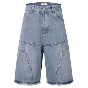 شورت جينز رجالي بتصميم Y2K عتيق للبيع بالجملة، شورت دينيم مخصص بتأثير باهت وممزق، شورت جينز رجالي مزدوج الطبقات بتصميم مغسول - Product Image 5