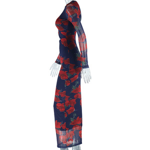 Abito Stile Principessa con Maniche Lunghe e Vita Segnata, Gonna Corta Autunnale Rossa, Pullover Elegante per il Lavoro - Product Image 5