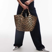 Sac fourre-tout en toile décontracté pour femme, avec logo personnalisé, imprimé léopard, sac de shopping avec poche