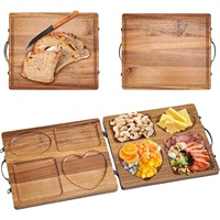 Planche à découper multifonctionnelle en bois d'acacia, petite, pliable, avec rainure pour les jus, planches à découper personnalisées