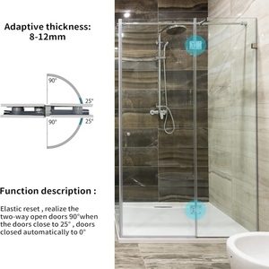 Bisagra Moderna de Acero Inoxidable para Puerta de Ducha de Vidrio, Ajustable, Montaje en Pared, Placa Trasera Corta, Apertura de 90 Grados, Grosor de 5 mm, 4 Orificios - Product Image 6