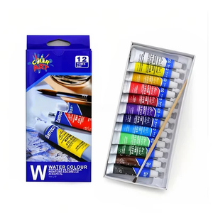 Fournitures d'art en gros, palette en plastique de 12 couleurs, ensemble de peinture <span class=keywords><strong>à</strong></span> l'<span class=keywords><strong>aquarelle</strong></span>, non toxique, respectueux de l'environnement, pour papier et toile - Product Image 1