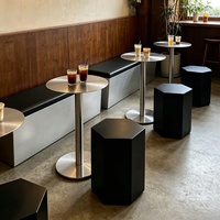Ensemble de table et de chaises rondes en acier inoxydable de style industriel moderne, mobilier commercial pour restaurants et hôtels, cafés