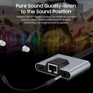 Xách tay 2 trong 1 máy tính xách tay Adapter USB C để 100Mbps RJ45, 3.5 mét âm thanh, sạc cổng trung tâm cho máy tính - Product Image 6