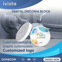 Bloc de zircone dentaire durable Ivista 4D ML à 5 couches pour la restauration de ponts Malong, disque de fraisage CAD CAM sur mesure