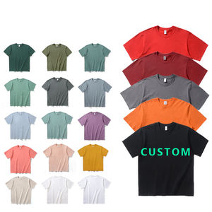 T-shirts en coton uni de gros poids personnalisés avec broderie en gros pour hommes - Product Image 1