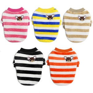Factory Wholesale Cute Casual <strong>Small</strong> <strong>Dog</strong> Pet Clothes Winter Warm Fleece <strong>Coats</strong> with Color Stripes Solid Pattern Cat <strong>Dog</strong> Clothing - Product Image 2
