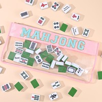 Sac de Mahjong transfrontalier moderne américain brodé avec lettres, grande capacité, multicolore, imperméable, sac à main portable pour jeu de société