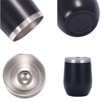 Logo Kustom 12oz Bebas BPA Lapisan Powder Coating Dinding Ganda Stainless Steel Vacuum Insulated Wine Tumblers Cangkir Hadiah Bisnis Stok Tersedia