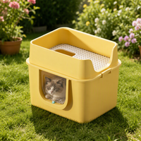 Bac à litière pour chat et chinchilla en PP entièrement fermé, taille personnalisée, anti-éclaboussures, isolation des odeurs, avec rebord en pin naturel et accessoires de saut