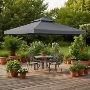 Telo di Ricambio Superiore Anti-UV Grigio Scuro a 2 Livelli 3x3m per Gazebo Pergola da Giardino Esterno Modello D0100XF3198 - Product Image 2