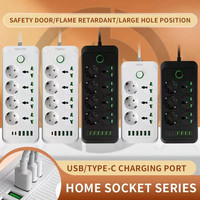 Multiprise universelle UE à prises triangulaires, ports USB PD Type C, protection enfant, ignifuge, protection contre les surtensions