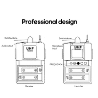Système de Microphone sans fil Lavalier, Microphone à double canal, UHF, avec 2 casques et 2 revers