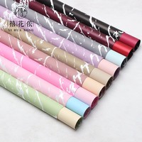 Kertas Pembungkus Bunga Xihuanong Marble Ouya, Kertas Film Anti Air Premium untuk Buket DIY, Kertas Kemasan untuk Toko Bunga