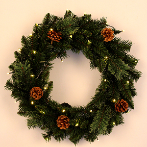 Guirlande de Noël de haute qualité de taille personnalisée de couleur vert foncé en PVC pré-éclairé UMIND avec des pommes de pin Led - Product Image 1