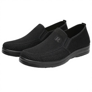 Zapatos Deportivos de Punto con Suela de PU para Hombre, Transpirables, Ligeros, Antideslizantes, Estilo Slip-On, Color Negro, para Caminar, Trotar, Primavera y Verano - Product Image 1