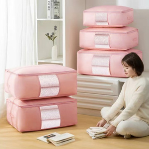 Công suất lớn vải quilt lưu trữ túi màu rắn lưu trữ túi lập thể hộ gia đình chống bụi có thể xem được cửa sổ Quilt Túi - Product Image 1