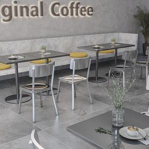 Ensemble table et tabourets modernes en acier inoxydable pour 4 personnes, idéal pour les salons de thé, cafés, usage domestique et restaurants commerciaux - Product Image 4
