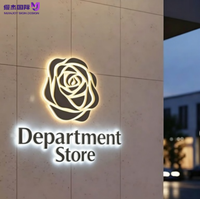 Lettres LED 3D en acier inoxydable sur mesure de haute qualité avec éclairage halo inversé, logo mural commercial, décoration intérieure pour entreprises