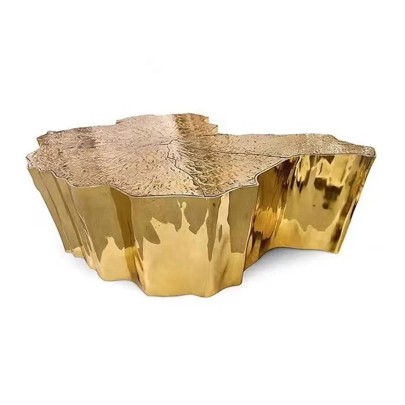 Luce italiana mobili in metallo personalizzati radice di albero tavolino da caffè in acciaio inox inciso