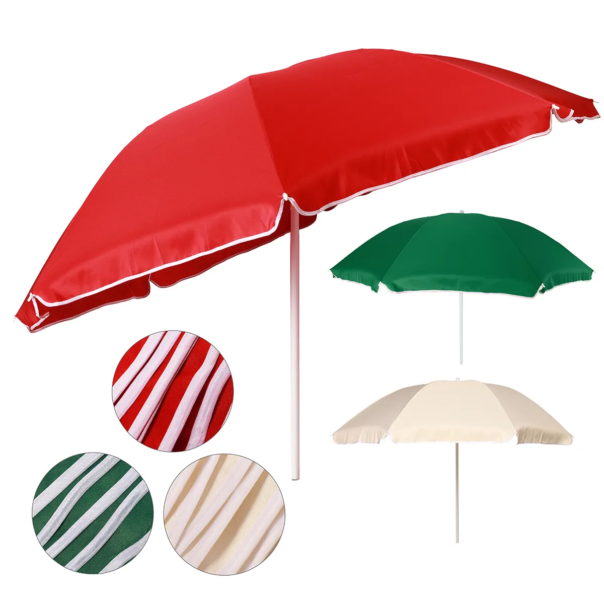 Aanpasbare Handmatige Grote Ronde Draagbare Parasols Buiten Recreatie Strandparasols