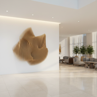 Sculptures murales en bois sur mesure, décorations géométriques paramétriques à grande échelle en bois |   Murs en bois massif ondulés pour hôtel