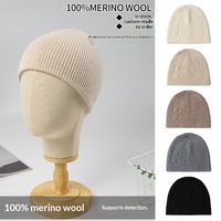 Bonnet en laine mérinos 100% pour l'automne/hiver, chaud, pour l'extérieur, haut de gamme, tricoté, unisexe, pour couples, double couche, coupe-vent, protection des oreilles