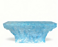 Table de bar en résine cristalline transparente et lumineuse, design moderne et contemporain, multifonctionnelle, faite à la main, durable, carrée, 6 places