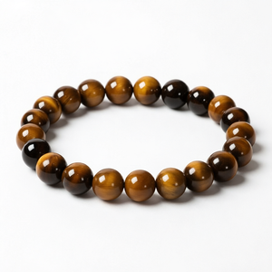 สร้อยข้อมือลูกปัดตาเสือธรรมชาติ สร้อยข้อมือคริสตัลตาเสือสีน้ำตาลทอง สร้อยข้อมือหินขัดเงาเพื่อการบำบัด - Product Image 1