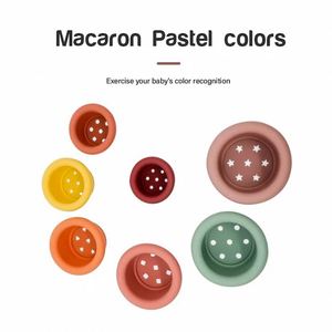 Blocs empilables et imbriqués en silicone sans BPA, jouet éducatif précoce pour le développement intellectuel, pour finir les tâches - Product Image 4