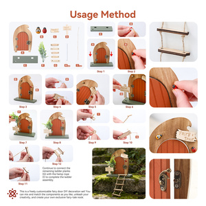 Kit de porte de fée en <span class=keywords><strong>bois</strong></span> DIY/personnalisable pour la décoration de <span class=keywords><strong>jardin</strong></span>/mur/arbre <span class=keywords><strong>avec</strong></span> échelle et accessoires pour enfants, décoration de <span class=keywords><strong>jardin</strong></span> de fée en <span class=keywords><strong>bois</strong></span> - Product Image 3